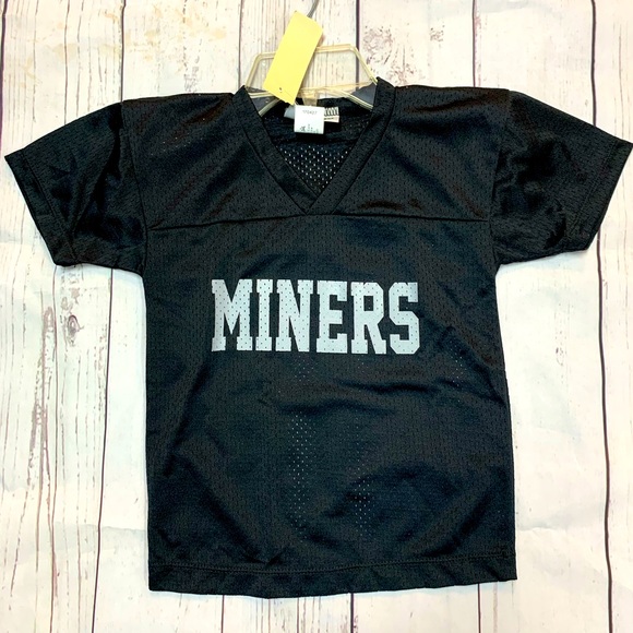 Youth Unisex Black & Gray Miners Football Uniform Mesh All Sports Jersey NWT - Picture 1 of 2
